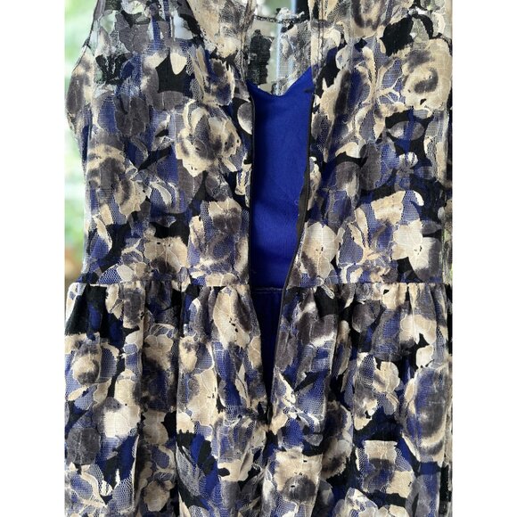 Anthropologie Pins And Needles Womens L Dress Black Blue Lace Sleeveless Mini - Picture 5 of 14